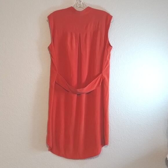 All Saints Luna Silk Crepe de Chine Midi Sleeveless Dress Red/Burnt Orange 6 - Picture 3 of 9